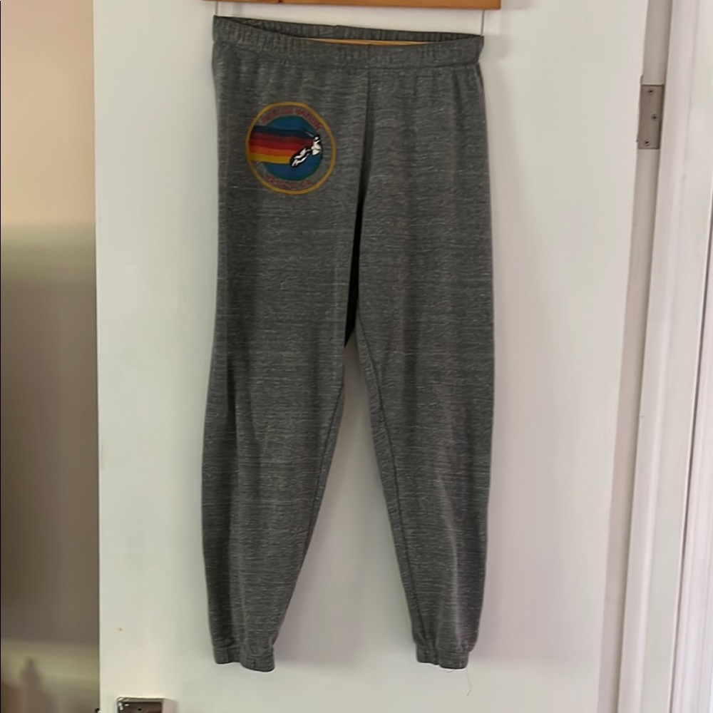 Aviator Nation Gray Joggers with Colorful Patch